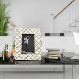 Photo Frames Moroccan Pattern White & Grey 4x6 Inch