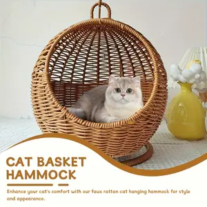 Handmade Woven Cat Hammock, Multifunctional Storage and Storage, 2-in-1 Pet Bed, Small Cat Exclusive Sleeping Cradle for Kittens, Whole House Adaptation, Home Creative Pet Supplies, Indoor Hanging Cat Rest Nest