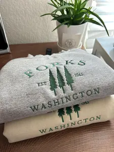 Forks Washington Embroidered Sweatshirt, Twilight Vampire Bookish Embroidered Sweatshirt, Crewneck, Hoodie