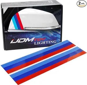 2 pcs 9.5" x 1.5" M-Colored Stripe Decal Sticker for BMW Car Motorcycle Bumper Fender Side Skirt Hood