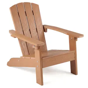 All-Weather HDPE Kid's Adirondack Chair With With High Backrest and Armrests-Natural