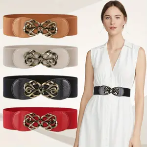 Women Stretchy Belts for Dresses Vintage Elastic Wide Waist Belts 4 Pack 2.36" Wide Women Stretchy Belts for Dresses Vintage Elastic Wide Waist Belts 4 Pack 2.36" Wide