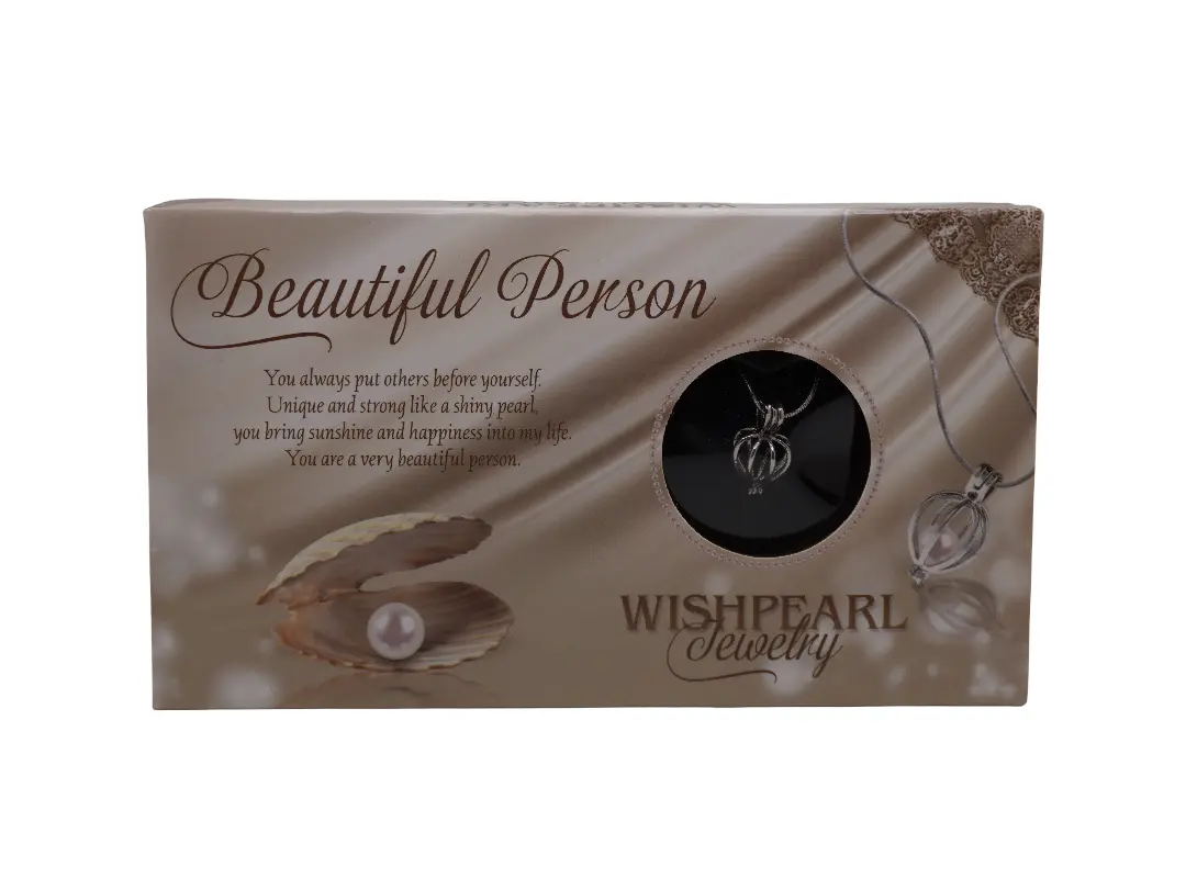 Wishpearl Elegant Pearl Embellished Necklace Set - Genuine Freshwater Pearl Pendant, Message Card, Gift Box, Ideal Necklace Gift, Genuine Pearl
