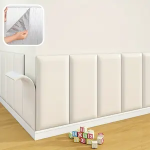6-Piece 3D Self-Adhesive Bed Head Soft Pad Wall Stickers, PU Leather Foam Wall Panels, No Drilling, Reusable, Shockproof, Christmas Gift, Bedroom/living Room Decor