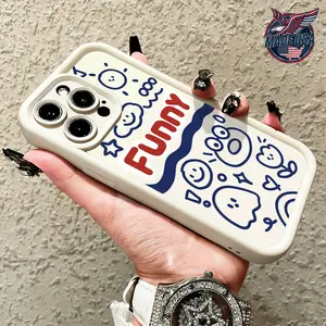 Funny Doodle Sketchbook Blue Line Art Quirky Aesthetic for iPhone 17 16 15 14 Pro Max 13 12 11 Air XR XS Plus Slim Shockproof Protective TPU Case