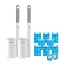 CLEALOM 2PCS Disposable Toilet Brush and Holder Set,Extended Handle with 48PCS Cleaner Refills,Toilet Brush for Toilet Bowl Cleaners,Bathroom Cleaning System for Sink,Bathtub,Basin,Urinal,Bathroom Cleaning Kit, Wall-Mount Scrubbing Toilet Brush