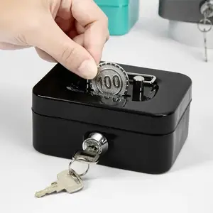 Lockable Coin Savings Bank with Carrying Handle, Vintage Style Storage Container for Coins and Cash, Perfect as Home Essentials or Thoughtful Gift for All Ages