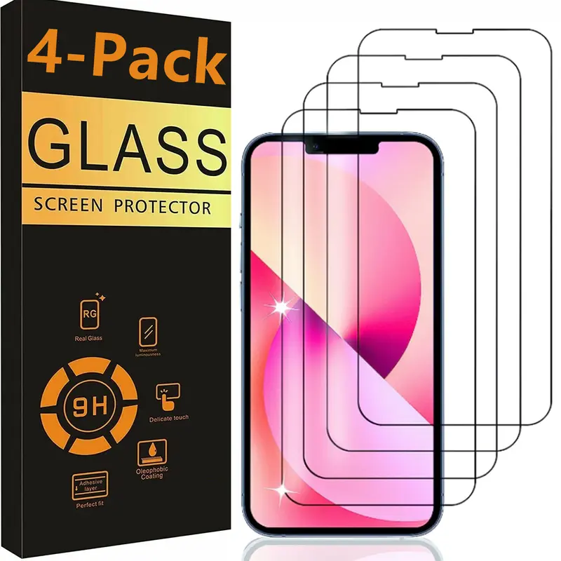 4 Pcs Tempered Glass Screen Protector for iPhone Duo iPhone 18 Pro Max Plus 17 16 15 14 13 12 11 XR XS MAX 8 7 6, 9H HD Tempered Glass Film, Anti-Scratch