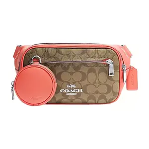 COACH Elias 23 Logo Monogram Convertible Crossbody Bag for Men in Orange and Brown