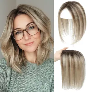 Hair Toppers for Women Real Human Hair 10 inch Straight Hair Toppers for Women with Thinning Hair Real Human Hair Toppers 4.5*3 Swiss Lace Base 29G Add Hair Volume Cover Grey Hair