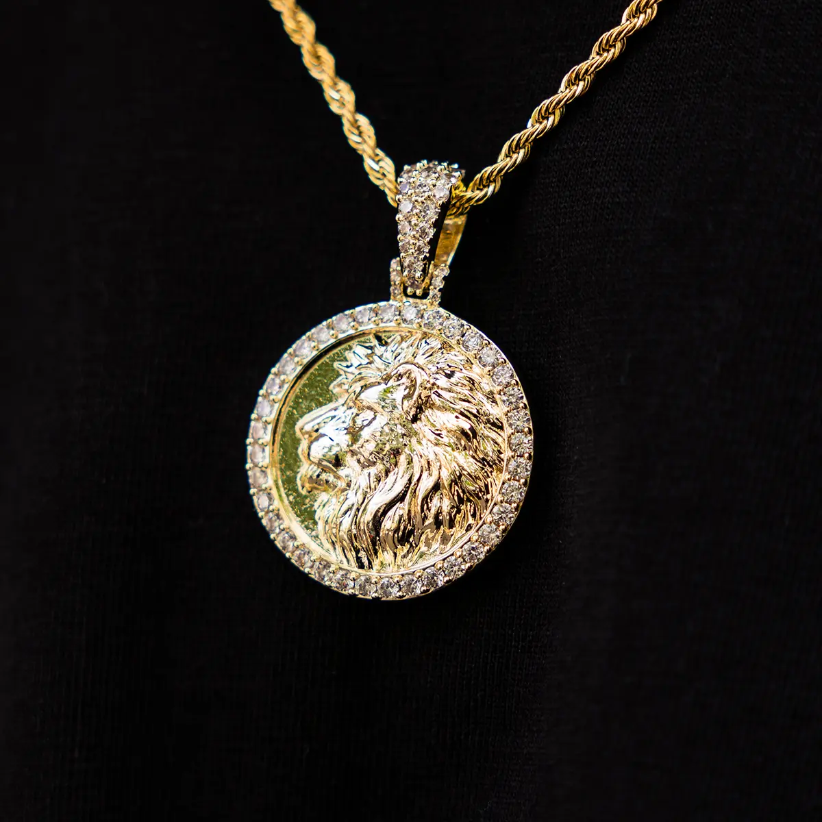GLD Lion Coin Pendant in 18k Gold Plated, Life Guarantee - Perfect Gift(Chain Not Included)