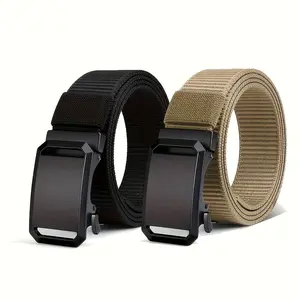 🔥   2-Pack Tactical Nylon Belts for Men |   Auto-Clip Buckle (Black & Olive Green) 🛡️   Heavy-Duty Outdoor & Casual Stretch Belts 🌿 |   Alloy Metal Design + Durable Weave (2025 Trend Alert!)