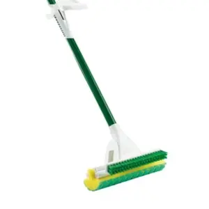 Nitty Gritty Roller Sponge Mop with Scrub Brush Green Steel Handle Wooden Wood Cleaning Tool
