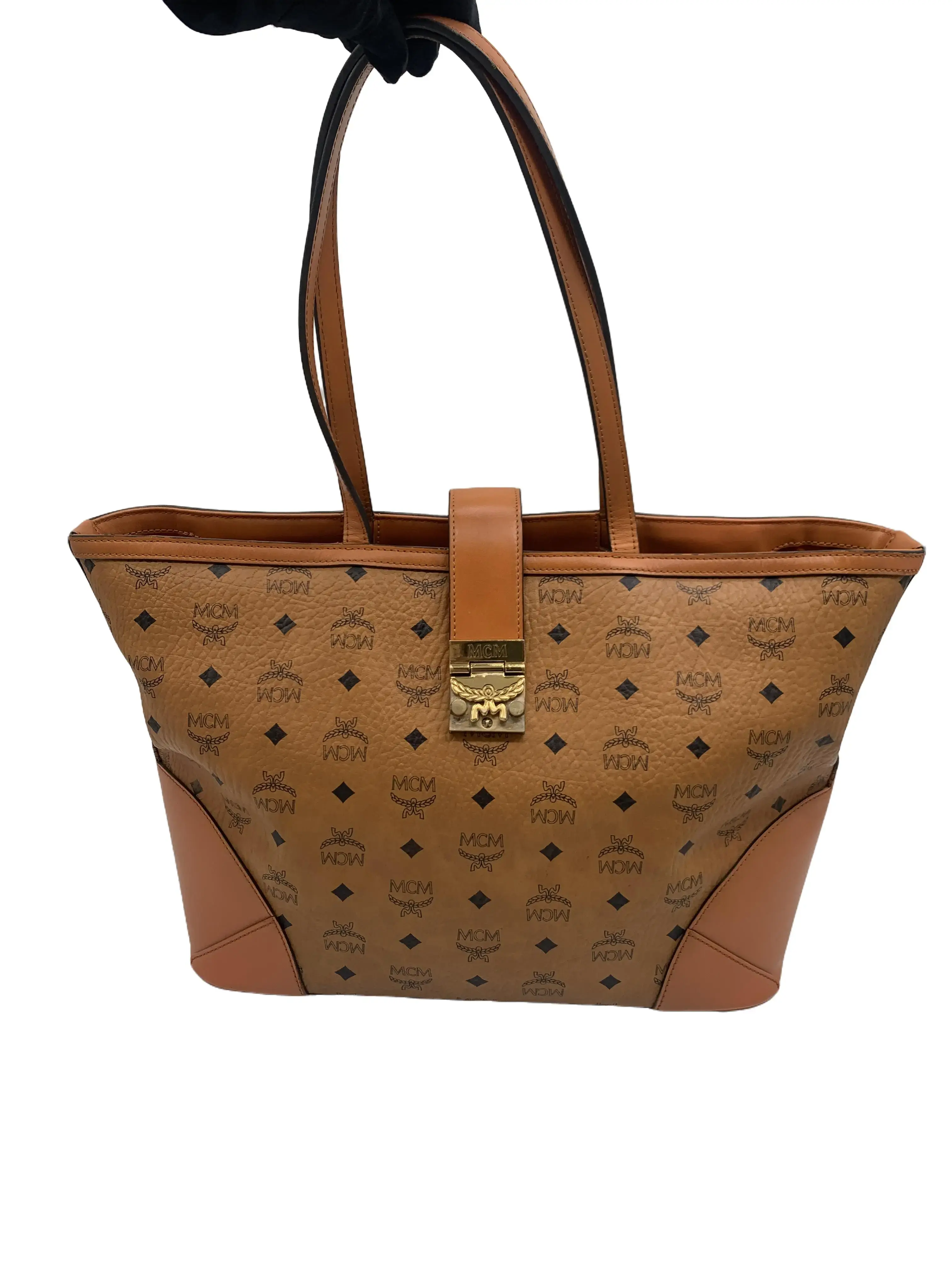Pre-owned MCM Cognac Visetos Print Tote Handbag/sd12610516/0516