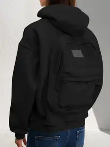 Creative Hoodie with Backpack, Zipper Hoodie Sweater for Women & Men, Lightweight Cardigan with Pockets, Stylish Casual Wear