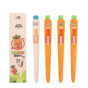 Funny carrot-shaped retractable gel pen, featuring a creative and quirky design with a tongue that pops out when pressed. Ideal for studying, with quick-drying and smooth writing, it's a signature pen.