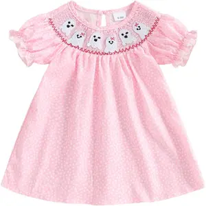 Toddler Baby Girl Halloween Dress Plaid Dot Ghost Pumpkin Short/Long Sleeve Smocked Dress Boutique Clothing