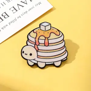 Cute Pancake Turtle Enamel Pin, Whimsical Brooch Accessory for Bags, Jackets, Hats and Everyday Outfit Styling