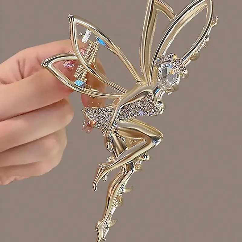 Elegant Rhinestone Decorated Fairy Design Hair Claw, Fashionable Style Claw Clip for Women, Trendy Versatile & Exquisite Hair Accessory for Daily Use, Rhinestone Hair Accessories, Hair Clips