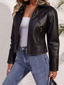 Autumn Jacket Women Windproof Warm Coat Sports Motorcycle Leather Jacket, Warm And Comfortable Elegant Outfit Womenswear Outdoor Activewear