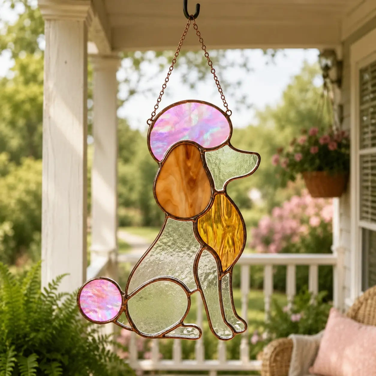 CraftNameSign Poodle Stained Glass Suncatcher, Cute Dog Window Hanging, Handmade Pet Ornament, Poodle Lover Gift, Pet Memorial Decor, Puppy Home Accent, Dog Window Art, 8-20 Inches