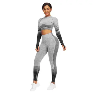 FeelinGirl High Waist Yoga Leggings Long Sleeve Crop Tops Activewear Comfortable