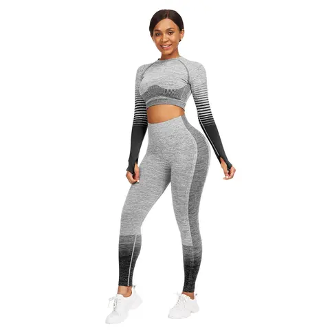 FeelinGirl High Waist Yoga Leggings Long Sleeve Crop Tops Activewear Comfortable