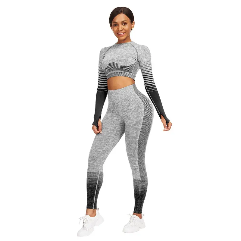 FeelinGirl High Waist Yoga Leggings Long Sleeve Crop Tops Activewear Comfortable