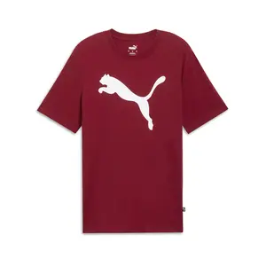 PUMA Mens Essentials Cat Logo Crew Neck Short Sleeve Casual Tops Casual - Red