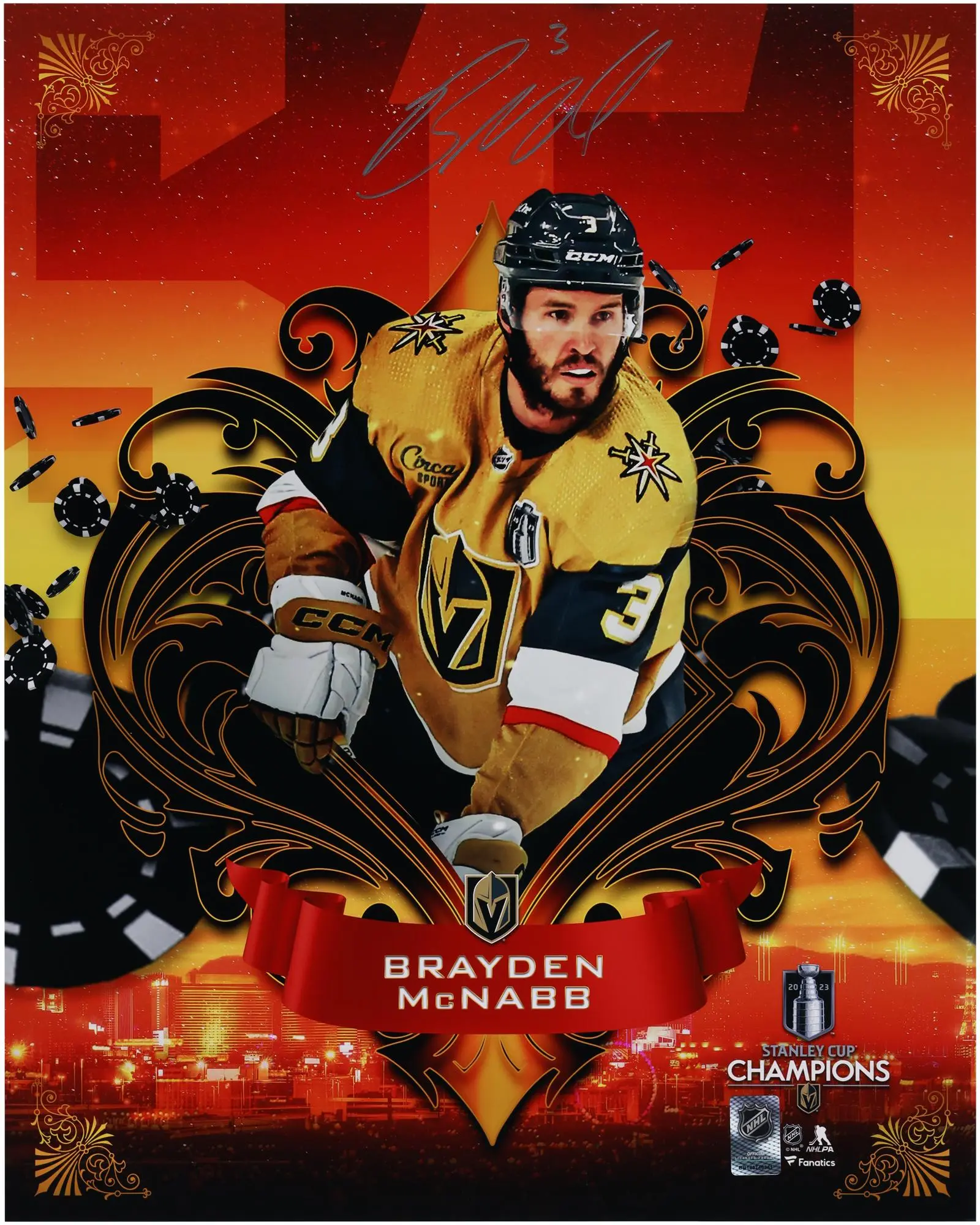 Brayden McNabb Vegas Golden Knights 2023 Stanley Cup Champions Autographed 16" x 20" Misfits Panel Photograph - Fanatics Authentic Certified