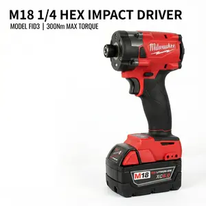 Milwaukee M18 FID3 18V Impact Driver with 11.4cm Ultra Compact Body and 4400 IPM Rate, Professional 1/4-Inch Hex Power Tool for Tight Space Cabinet Installation and Mechanical Repairs for Skilled Tradesmen and Pros