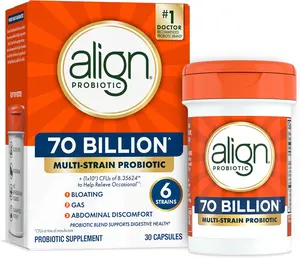 Align Probiotic, 70 Billion CFU, 6 Strain Blend, Probiotics for Women and Men, Daily Probiotics for Digestive Health, Helps Relieve Occasional Bloating & Gas 30 Capsules