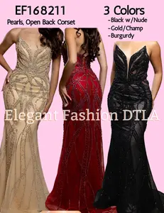 💎 2026 💎 EF168211 Pearls & Rhinestones Open Back