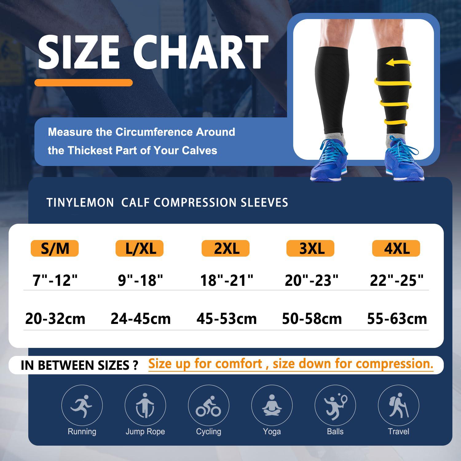 Tinylemon 3 Pairs Calf Compression Sleeves 20-25mmHg for Women Men Leg Support Running Shin Splints Relief Knee Saver Wellknee Plaster Black Healthcare Tool Patellaband