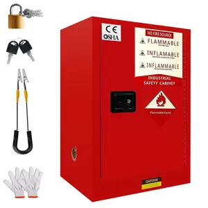 12 Gallon Flammable Materials Safety Cabinet, Red Tool Cabinet Style Dimensions: 23 in × 18 in × 35 in, galvanized steel explosion-proof storage cabinet with adjustable shelf; suitable for commercial, industrial and household applications.
