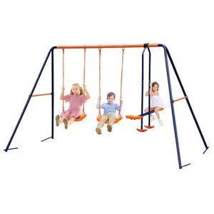 Answer E Durable Swing Set Garden Swing with 1 Seesaw Set for Children Outdoor Garden