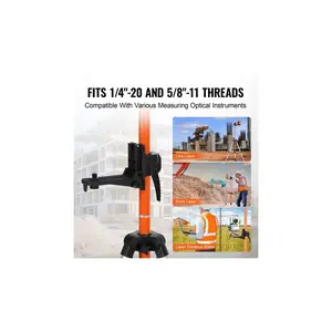 VEVOR Laser Level Tripod, 1/4-20 5/8-11 Thread Mount, 40.94-133.85 inch Height Adjustment with Level Bubble Heavy-duty Stand, Extendable Pole Lightweight Aluminum Tripod for Laser Scanner