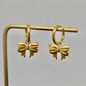 Bow Huggie Earrings 18K Gold Plated Coquette Design, Waterproof, Tarnish Proof, Hypoallergenic, Coquette Style atolea jewelry girly  accessories