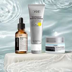 AOLG VGO Sensitive Skin Savior Set - Vitamin C Serum, Repair Gel Cream & Hydrating Cleanser for Combat Acne & Dryness, Moisturizing Hydration Kit