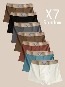 Men's Underwear Set Brief, Random Selection of 7 Pieces, Ice Silk Fabric, Breathable & Comfortable, Casual Fitted Classic Plain Design for All Seasons