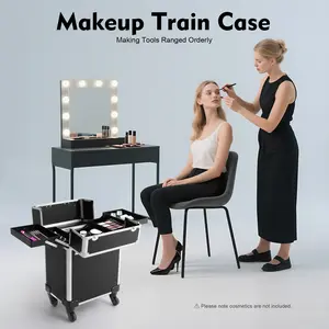 2026 Viral Professional Rolling Makeup Case - Aluminum Alloy 13.23lbs Load for Makeup Artists