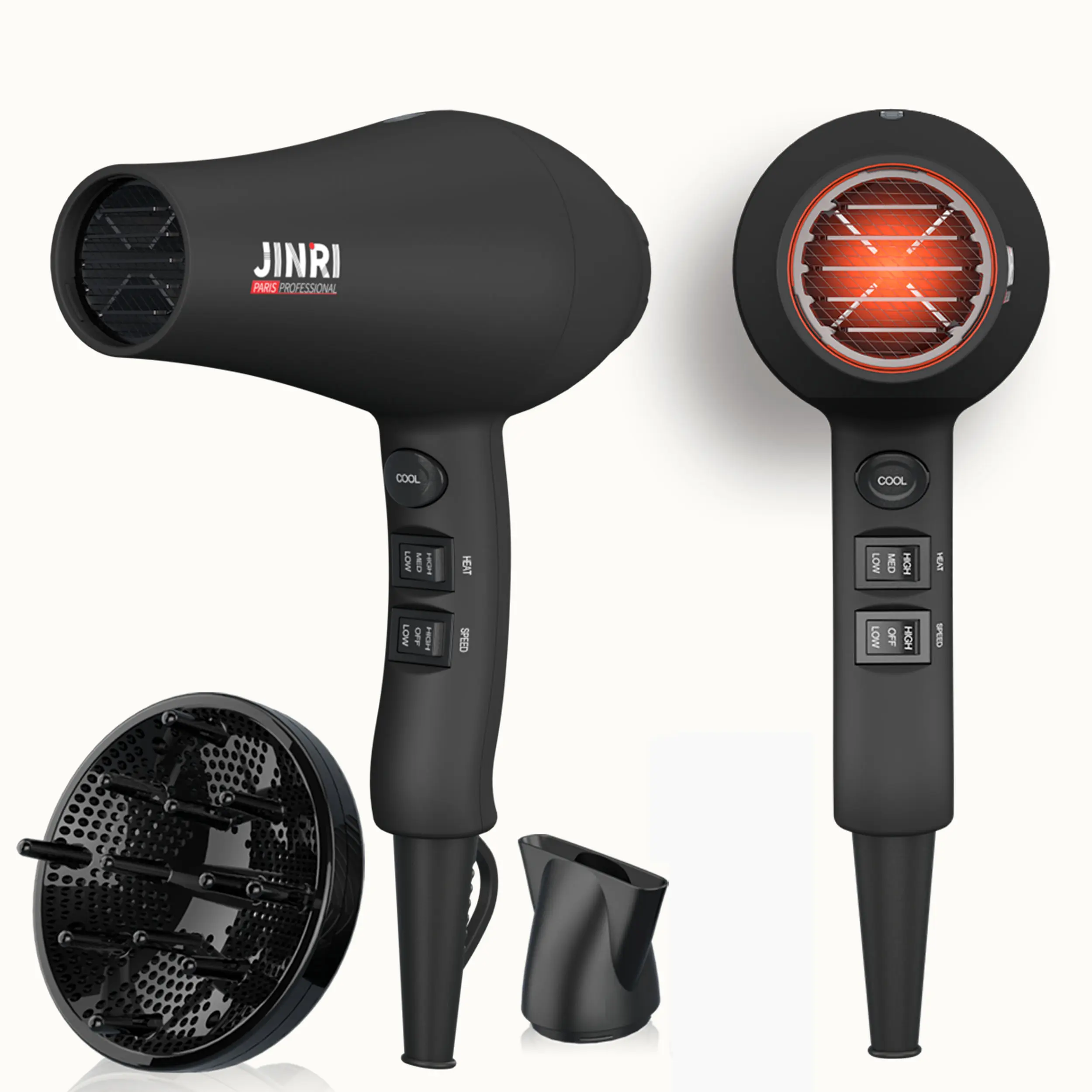 JINRI Hair Dryer 1875W, Negative Ionic Fast Dry Low Noise Blow Dryer, Professional Salon Hair Dryers with Diffuser, Concentrator, Styling Pik, 2 Speed and 3 Heat Settings tiktokshopbacktoschool