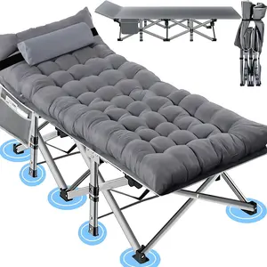 Folding Bed Cot with Pillow, 2 Sided Mattress Heavy Duty Folding Sleeping Cot Guest Bed, Folding Camping Cots for Traveling Camp Office Outdoor and Beach
