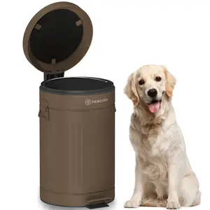 PAWZIDEA Dog Poop Trash Can 3.1 Gallon Outdoor with Lid No Smell, Waterproof, 7.8in Activated Carbon Filter for Backyard, Pet, Cat & Dog Waste Station