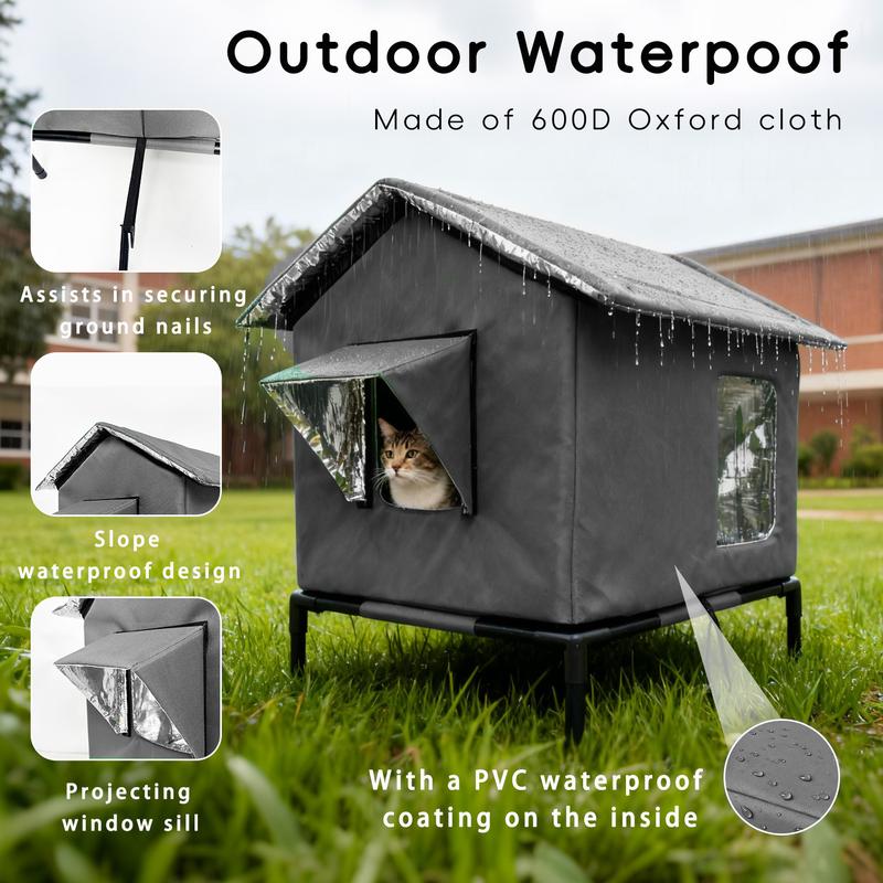 Cat House for Outdoor - Weatherproof Feral Cat Shelters for Winter, Waterproof Pet House for Keeping Outdoor Cats Warm