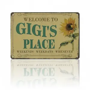 GIGI's Place Vintage Sunflower Metal Sign 12x8 Welcome to GIGI's Place for Garden Yard Bar Porch Garage Home Bedroom Kitchen Decor Gift Easy to Hang