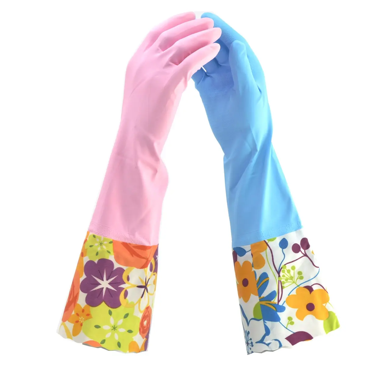 G & F Household Reusable Cleaning Gloves - Latex-Free, Soft Viscose Flock Lining, 15.6 in Extra-Long, Non-Slip Grip, Waterproof Daily Washing Gloves, Waterproof Gloves, Reusable Gloves