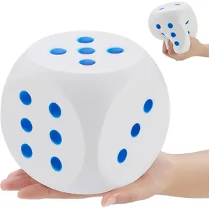 Zomiboo Large 5 Inch Foam Dice, Jumbo 6 Sided Giant Dice for Casino Party & Classroom, Anxiety Stress Relieve Ball Toy Gifts for Adults Kids Board Game to Get Your Lucky Numbers(White)