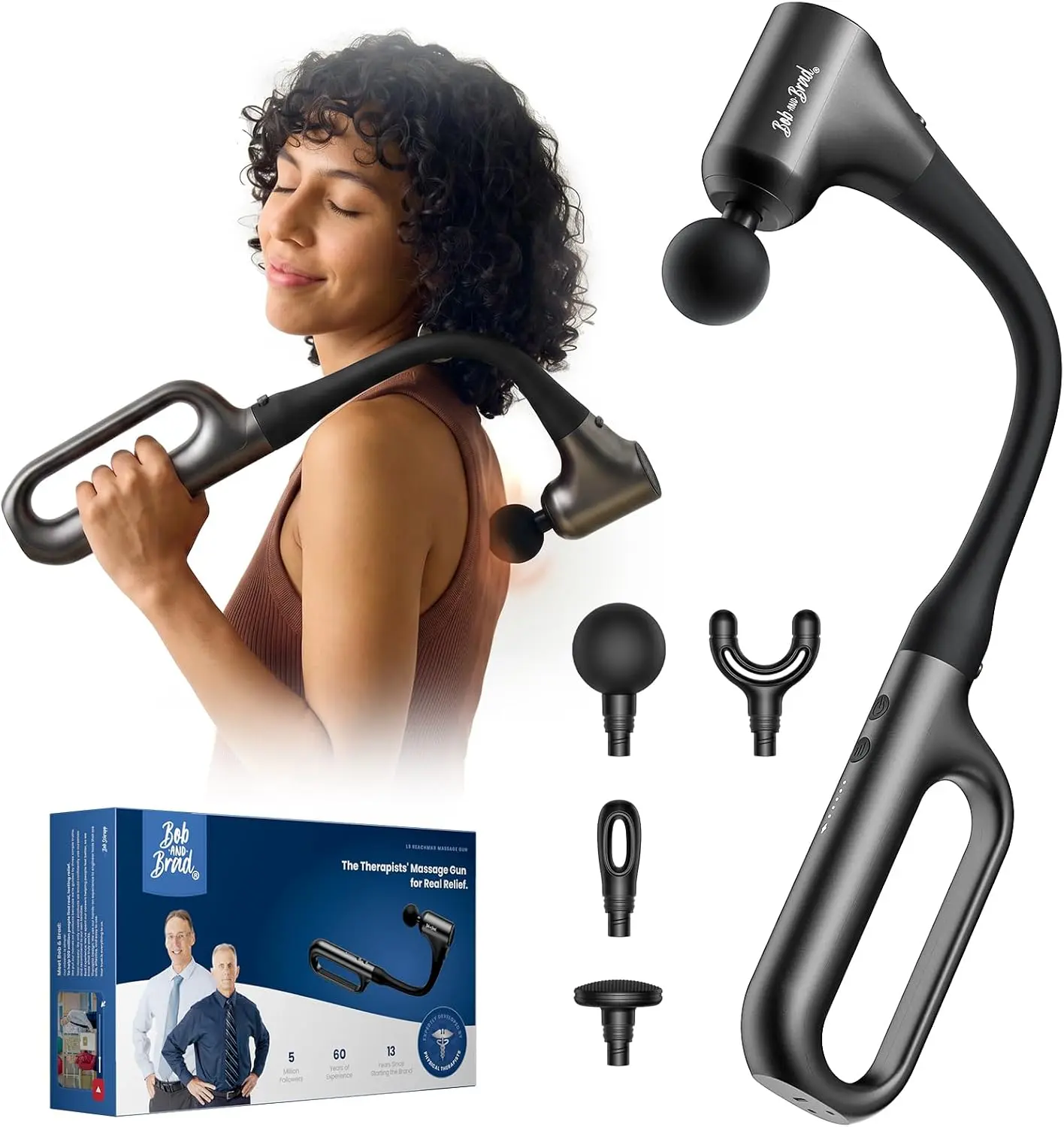 Bob and Brad L9 2-in-1 Handle Massage Gun with Detachable Extension Massager for Back, Shoulder & Legs