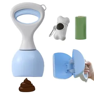 Portable Pet Waste Scooper for Dogs with Bag Dispenser, One-Hand Easy Cleanup, Lightweight Design, 15 Leak-Proof Bags for Mess-Free Pickup on Grass Gravel Dirt Parks and Backyards,summervibes
